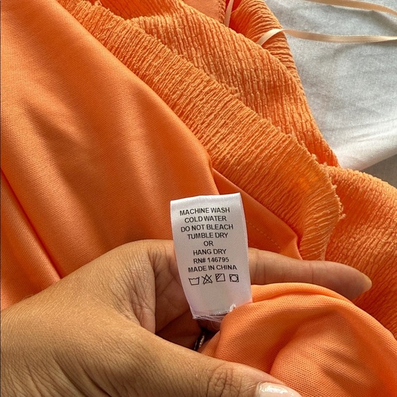 Dee Elly Orange Halter Neck Women's Dress - Picture 3 of 6